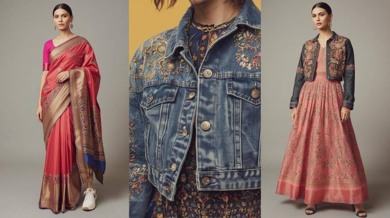 भारतीय फ्यूज़न परिधान - साड़ियों को स्नीकर्स के साथ, डेनिम को दुपट्टों के साथ, इंडो-वेस्टर्न गाउन के साथ मिलाना | Indian Fusion Wear – Mixing Sarees With Sneakers, Denim With Dupattas, Indo-western Gowns